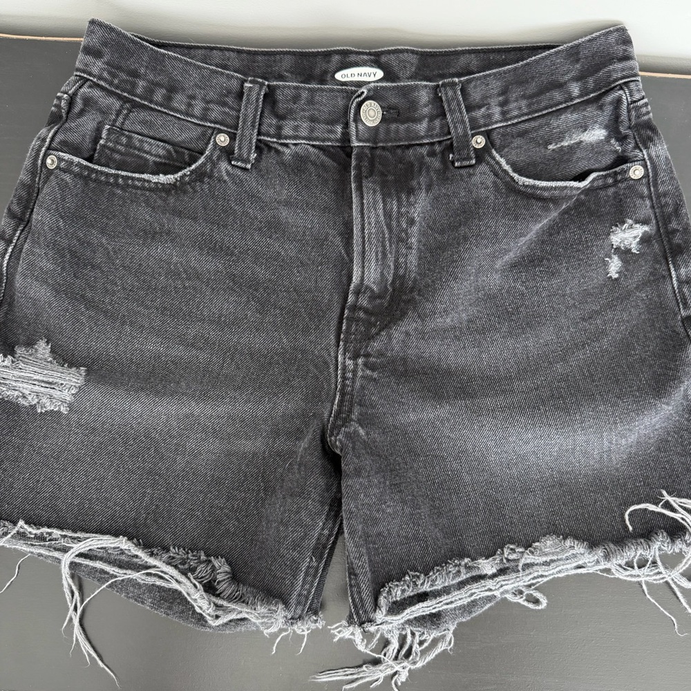 Old Navy Black Distressed Denim Shorts